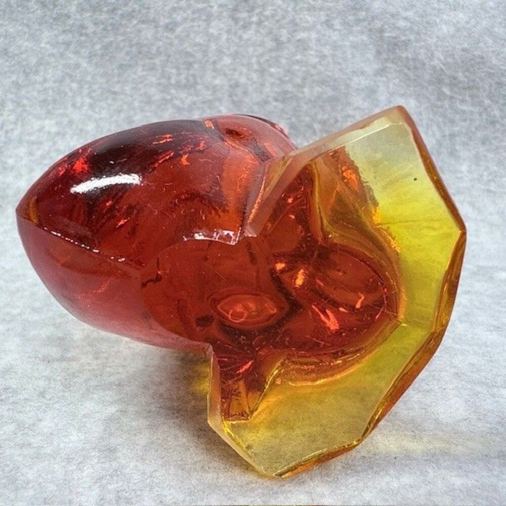 Vintage 1960s Viking Art Glass Amber Duck Epic Line Tucked Bill 4-1/2" Figurine - Picture 8 of 9